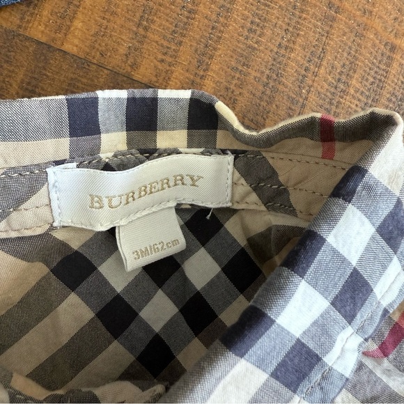 Baby kid set shirt button down + pants jean elastic belt 1/3 months Burberry - Picture 5 of 6